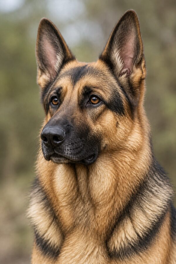 Photograph of a German Shepherd used for a digital pencil portrait