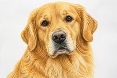 Golden Retriever coloured pencil pet portrait drawing