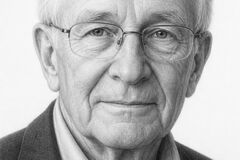 Elderly gentleman black and white graphite pencil portrait drawing