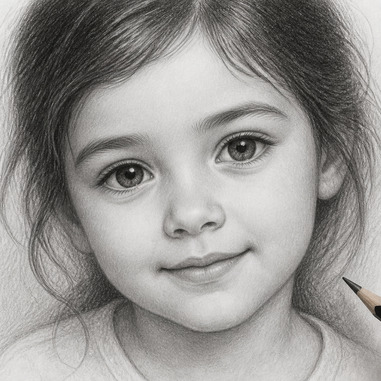 How to draw children's faces in pencil portraits