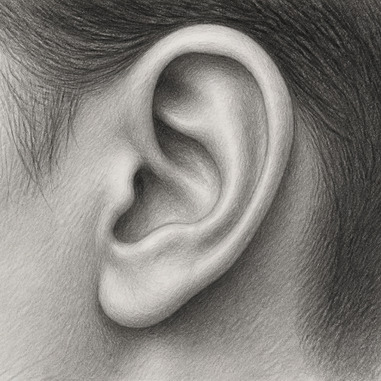 How to draw ears in pencil portrait drawings