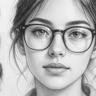 How to draw glasses in pencil portraits