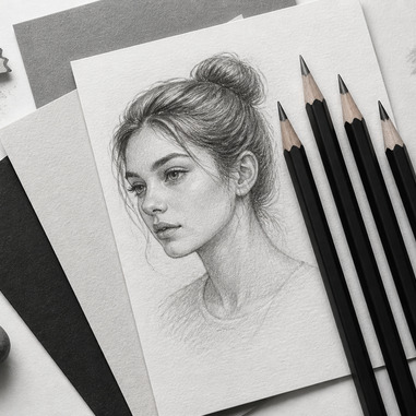Pencil grades and paper for portrait drawing tutorial